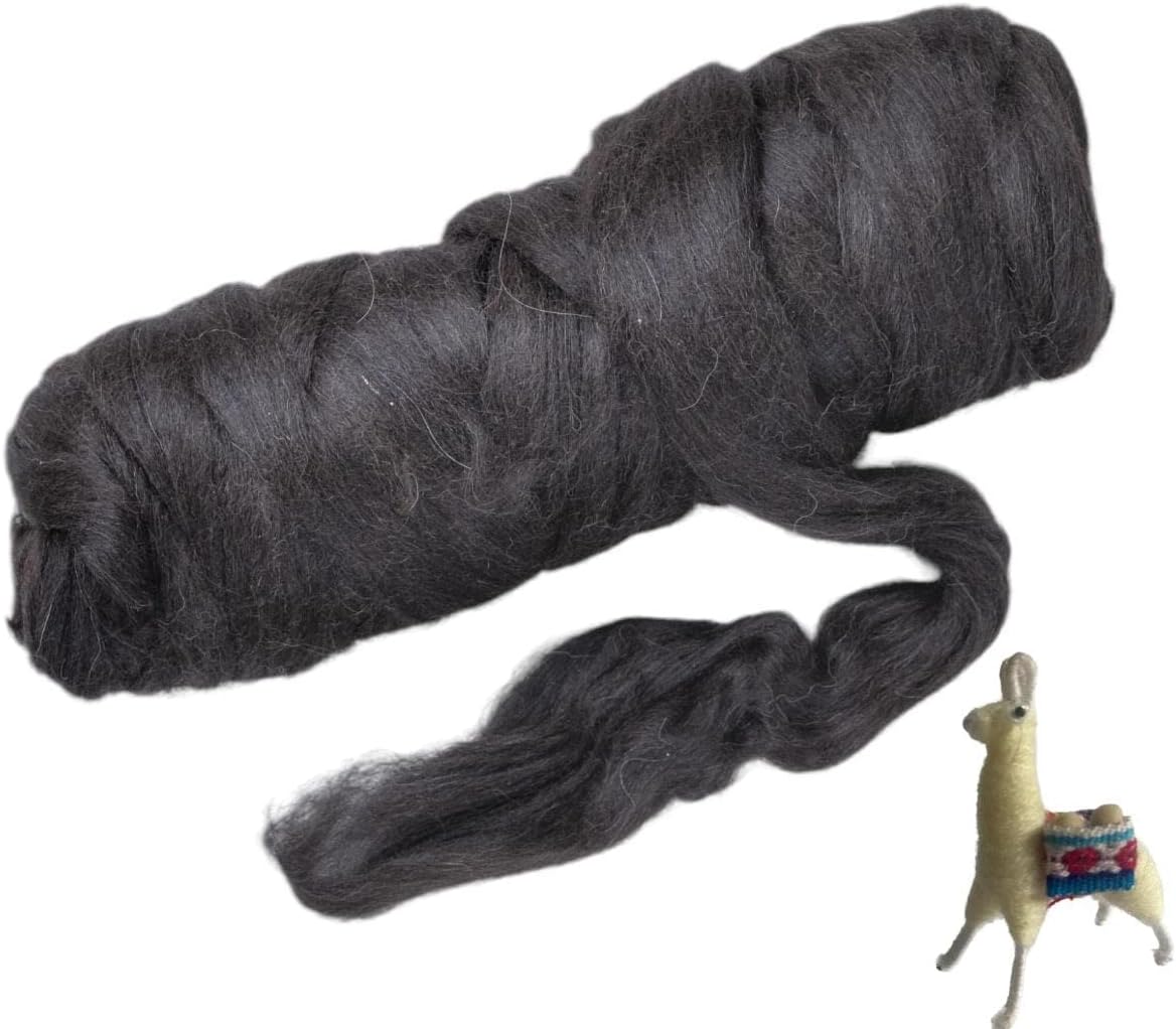 Kondoos Llama Wool roving (Similar to Alpaca), 1 lb. Best for Needle Felting, handcrafts and Spinning. Natural Colours, un-Dyed. (Chocolate CON, 1lb)