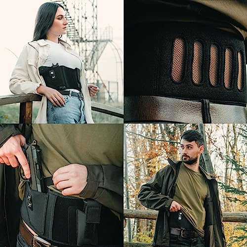 Premium Belly Band Holster For Men And Women By Lpv | Ultra-Comfortable | Fast, Silent Draw W/Secure Magnetic Retention | Fits: Ruger Lcp Lc9 Glock 19 17 43 M&P Shield Sig P365 & Similar Guns #TOP7