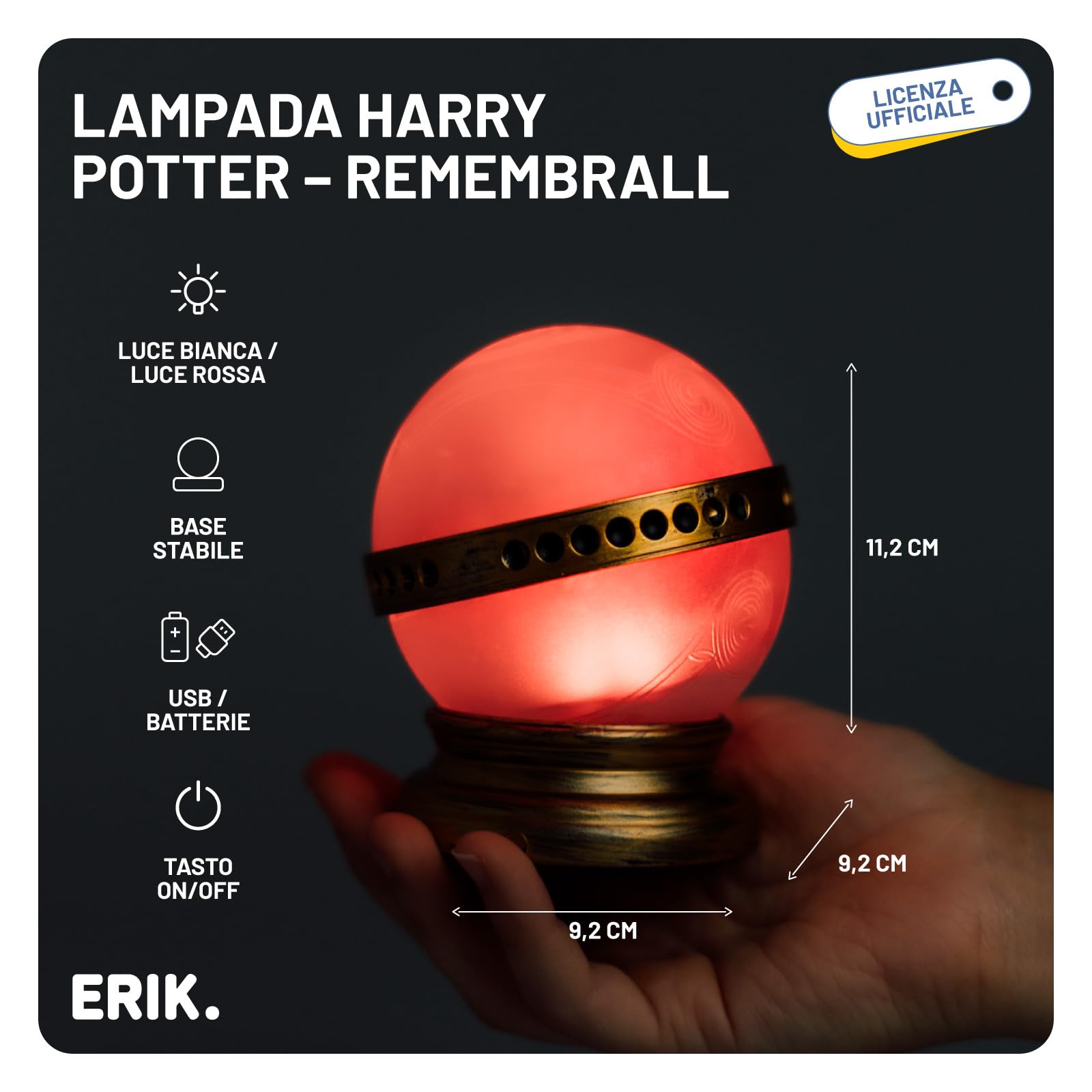 Lampada Harry Potter Remembrall - Lampada decorativa ispirata alla Pietra Filosofale - Gadget Harry Potter per fan