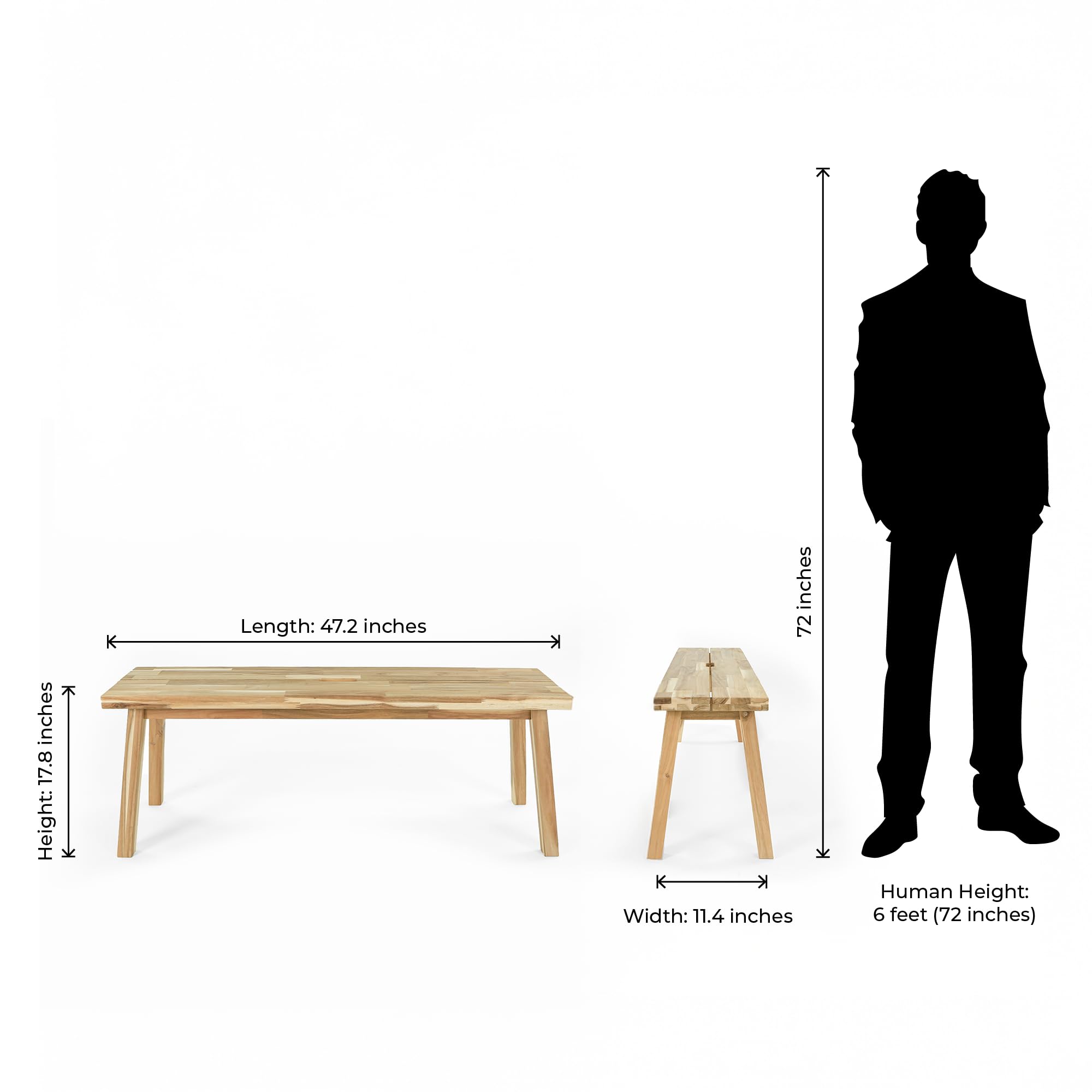 ARROWSTONE Solid Wood Bench for Entryway, Bed Bench, Dining, Plant Stand - Wooden Bench Indoor (47 inches)
