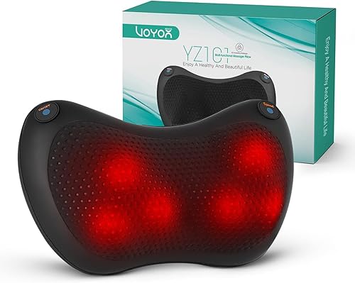 VOYOR-Health Shiatsu Masajeador de cuello y espalda con calor, almohada de masaje de tejido profundo 3D para espalda baja, hombro, pantorrilla, pie,
