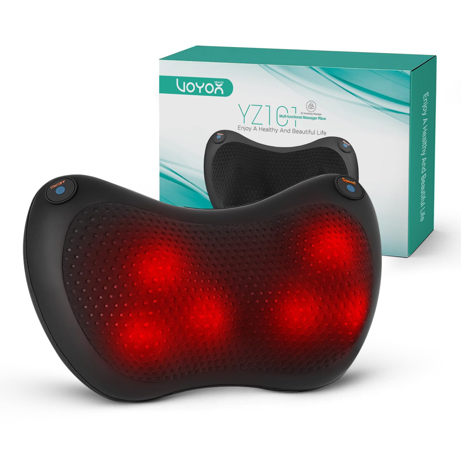 Rücken- und Nackenmassagegerät, Shiatsu Nackenmassagegerät Kissen mit Wärme, rotierende Knoten für Taille, Beine, Körper Schmerzen zu lindern, Entspannung zu Hause Büro (Dark black)