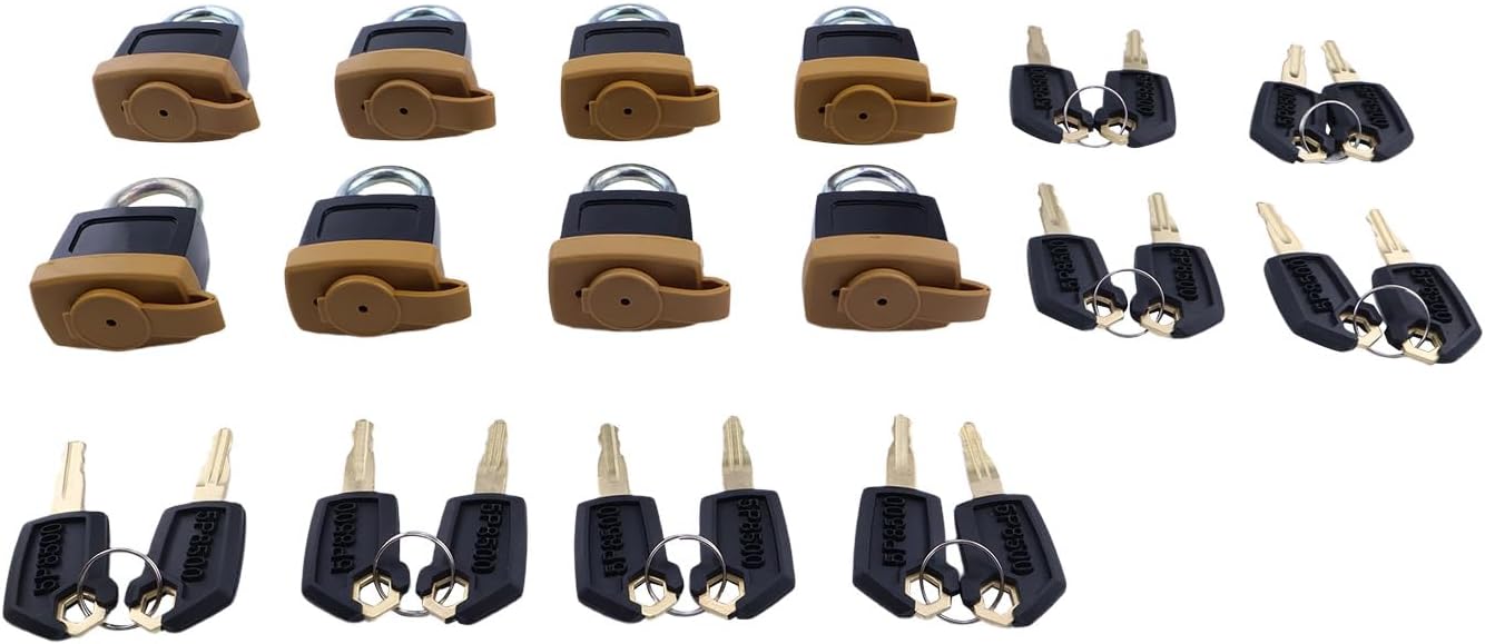 8Pcs Padlock Pad Lock W/16 Keys 5P8501 246-2641 Compatible with Caterpillar CAT Fuel Cap 7X7700 1428828 20103300 2849039 Backhoe Loader Combine Crawler Dozer Excavator Forklift Skidder