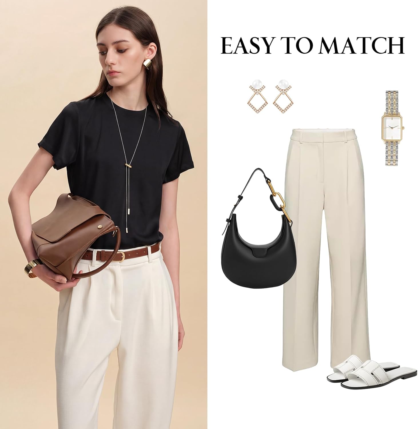 Women 100% Silk Tee Shirts Short Sleeve Striped T-Shirt Summer Business Casual Mulberry Silk Tshirts Crewneck Tops - Image 5