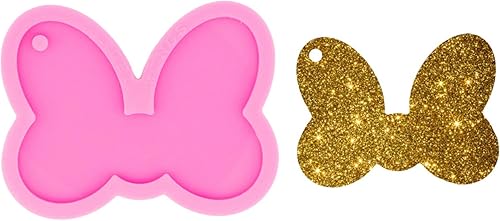 Molde de silicona súper brillante estilo Bowknot para llavero, molde de resina epoxi de silicona, molde de fabricación de joyas