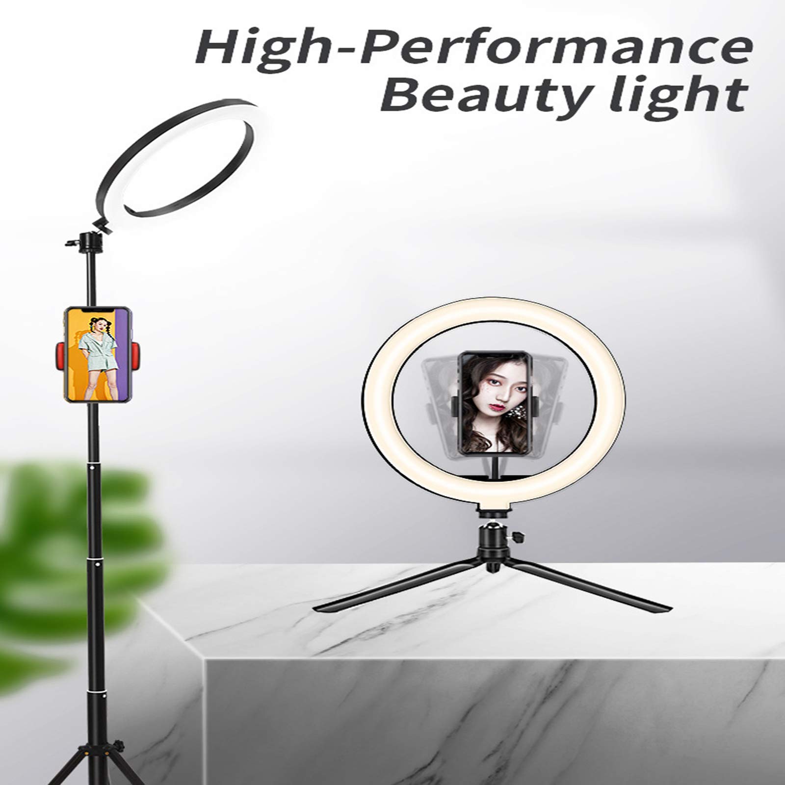 Luce LED Anello Treppiedi Luce per Selfie LED 10" con Treppiede da 134cm per Youtube, tik tok, Trucco, Fotografia, con 2 Phone Holder e Telecomando Wireless