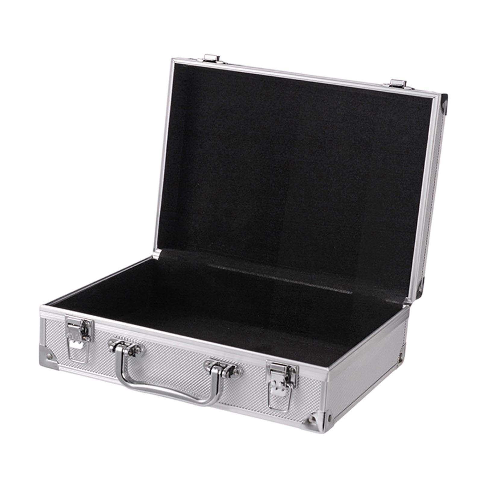 Generic Estuche de transporte de carcasa dura, caja organizadora de, Maleta portátil, marco de aleación de aluminio, caja de herramientas, Plata