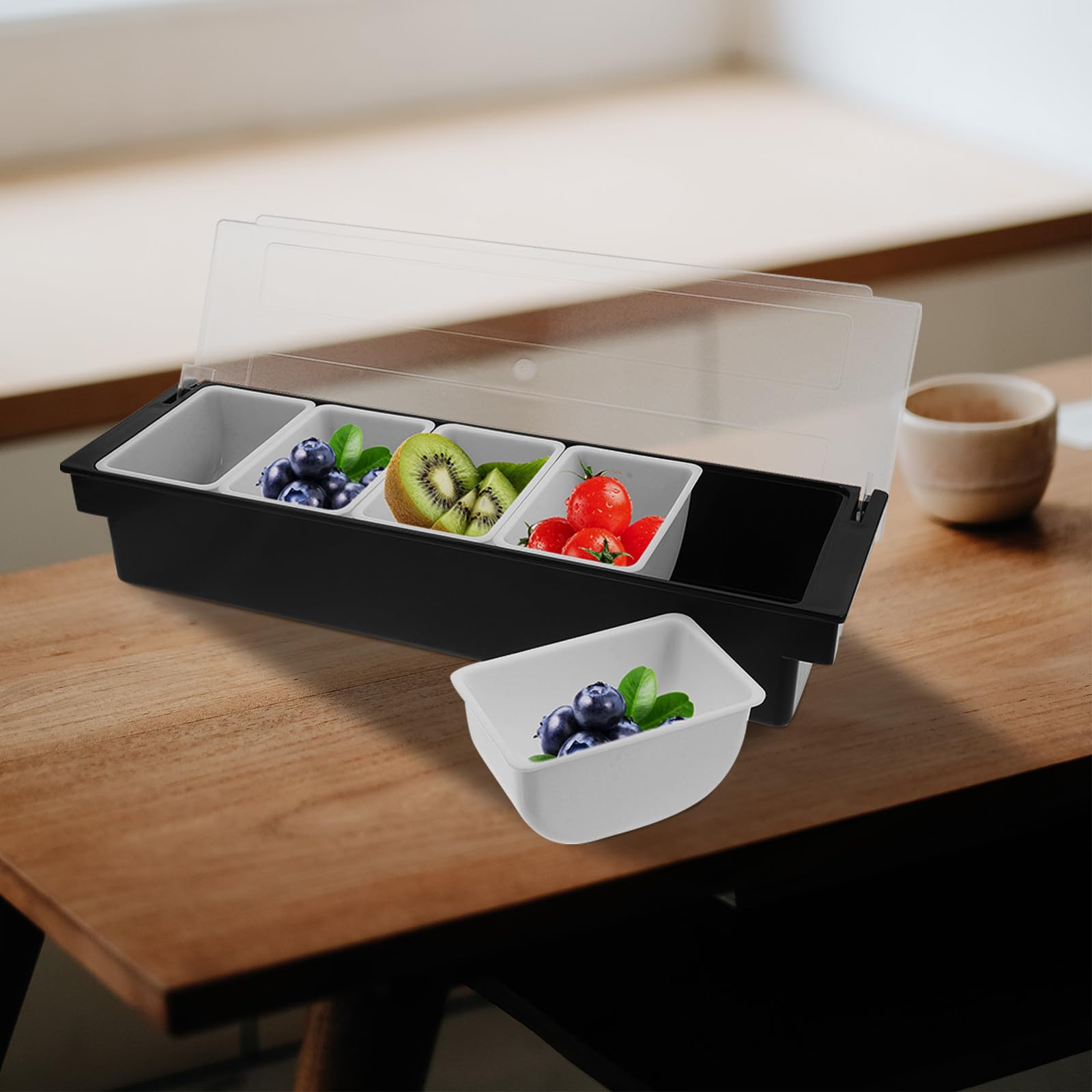 Boîte à Fruits Divisée Compartiments Plastique Résistant pour Condiments et Snacks Plateau de Service Organisé pour Cuisine Bar et Fête Réutilisable
