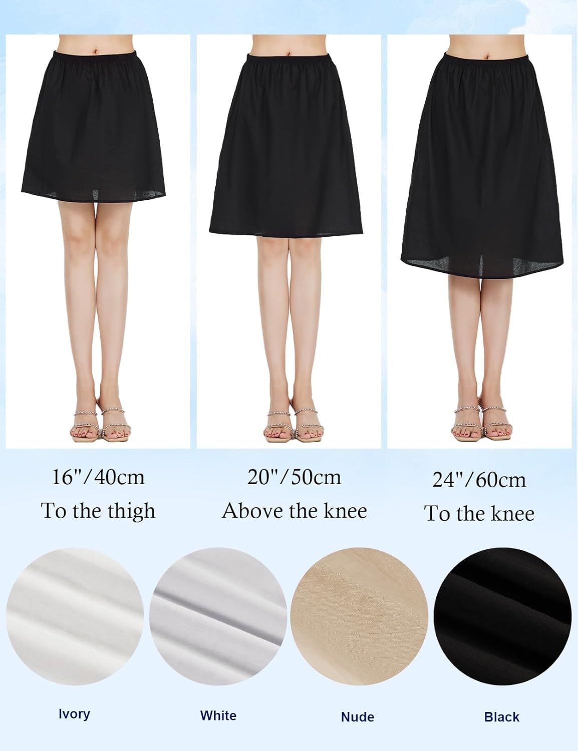 BEAUTELICATE Womens Half Slip 100% Cotton Vintage Underskirt in 3 Lengths - Image 5