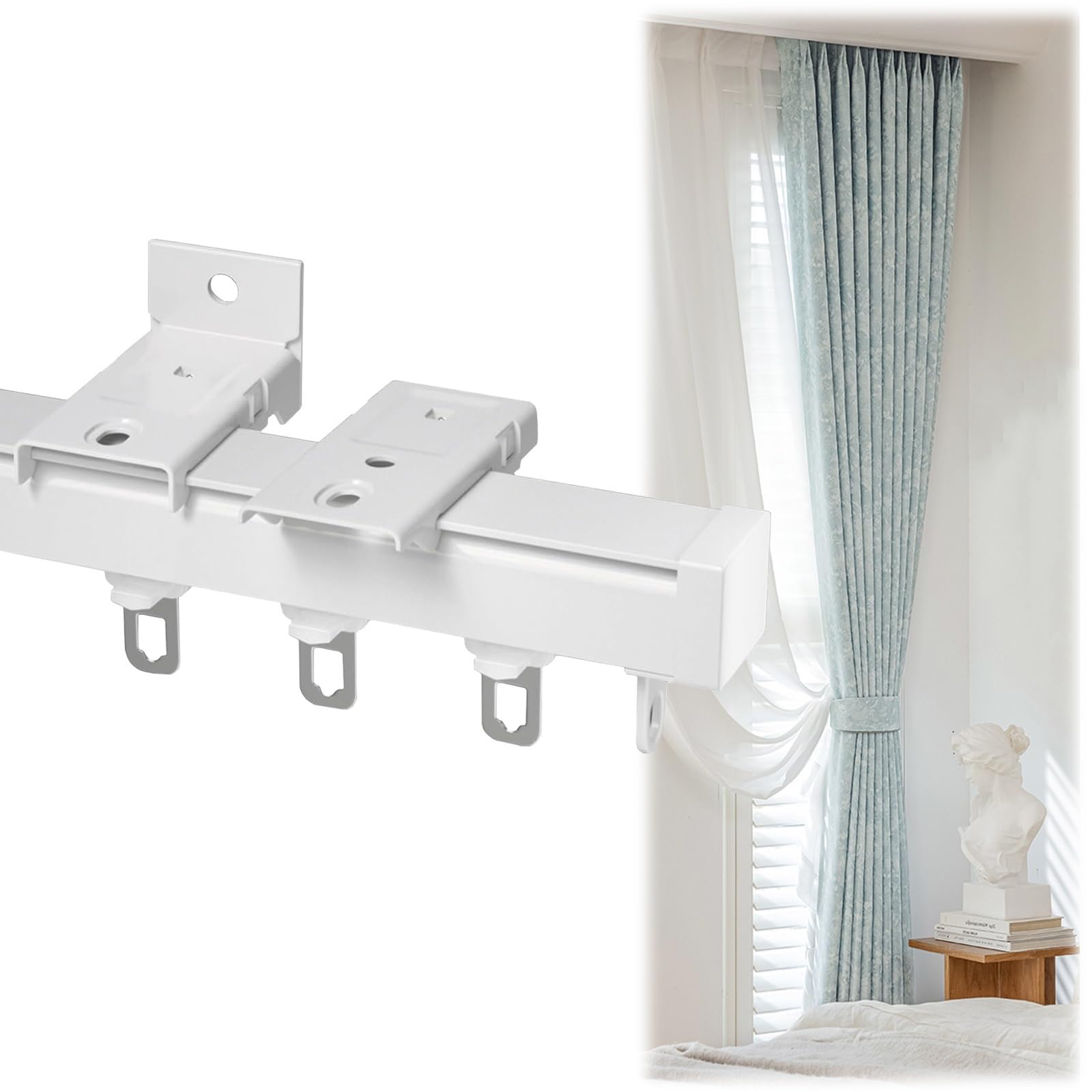 Rail de rideau de plafond flexible en aluminium blanc de 480 cm pour séparation