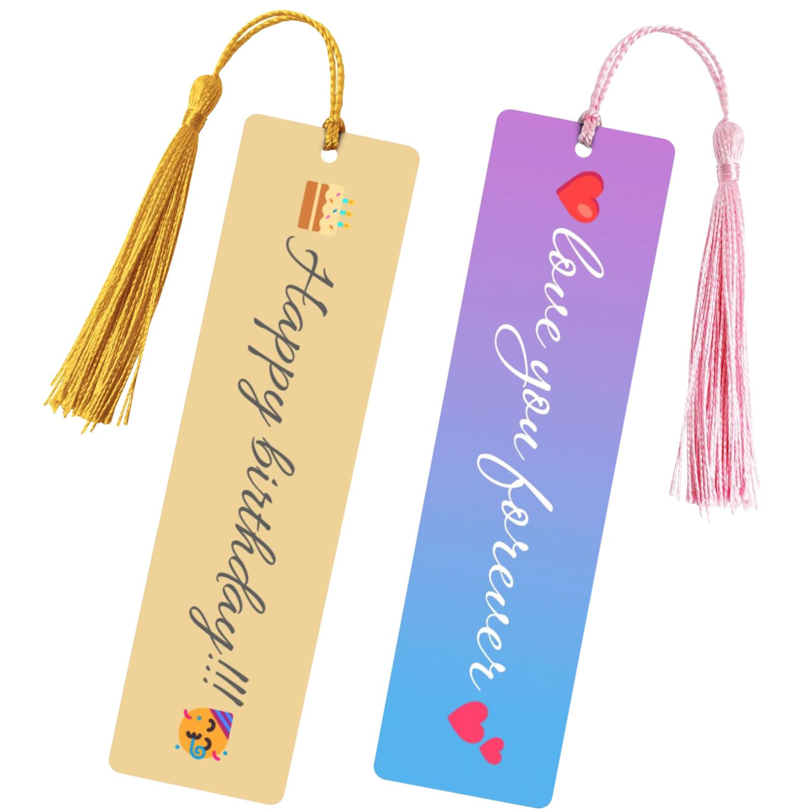 OMNRELM Personalised Photo Bookmark with Text, Custom Metal Bookmark with Colour Tassel, Aluminium Book Marker Gift for Mum Dad Girlfriend Boyfriend Teacher Book Lovers (Text A)