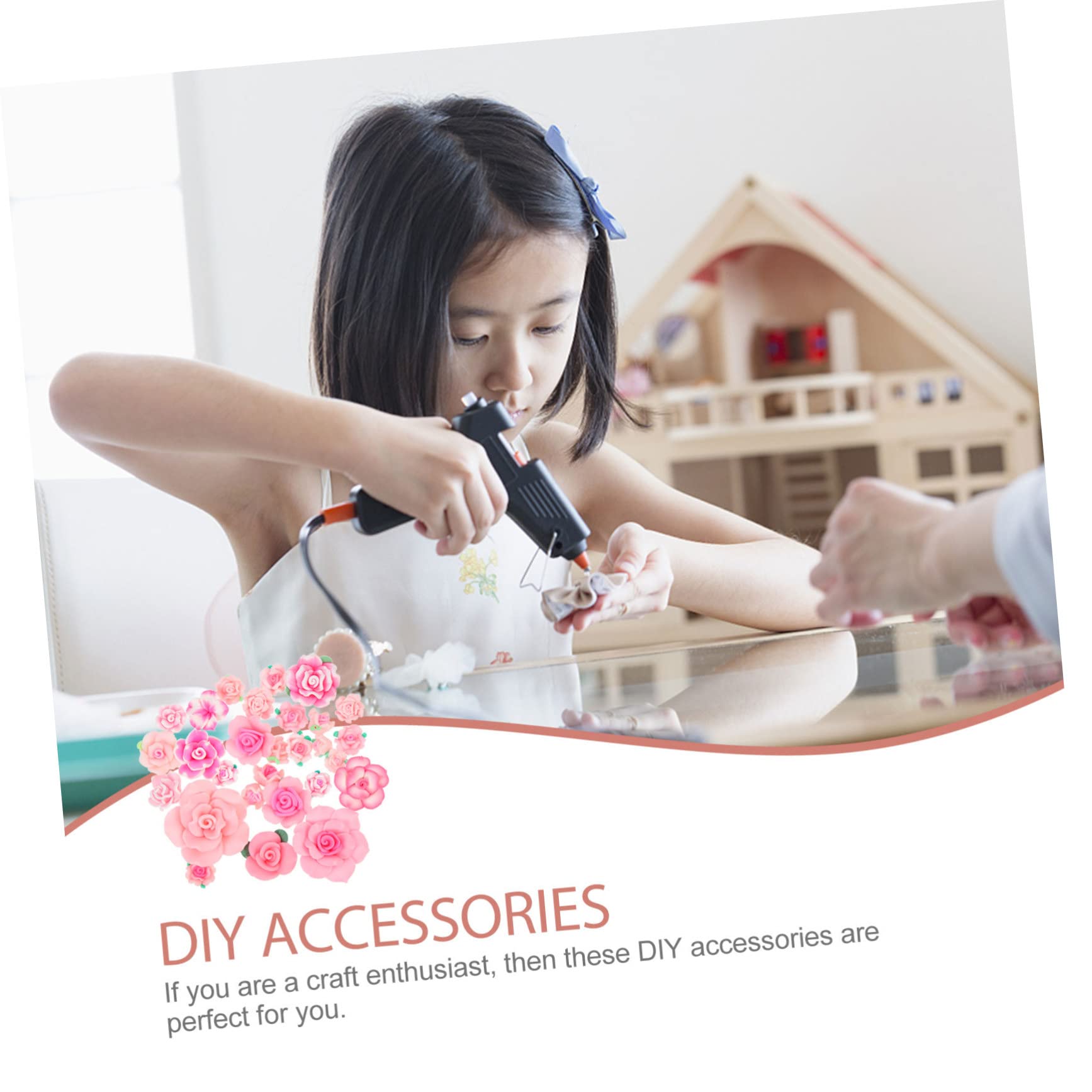 Angoily Conjunto De Flores De Arcilla Polimérica Bricolaje Encantos De Frutas Arcilla Para El Cabello Encanto De La Caja Del Teléfono Accesorios Para Celular 3d Rosa