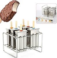 Vista 3 de Kit de moldes de paletas de hielo de acero inoxidable, moldes de acero inoxidable, soporte para palitos de helado de paletas de hielo + cepillo