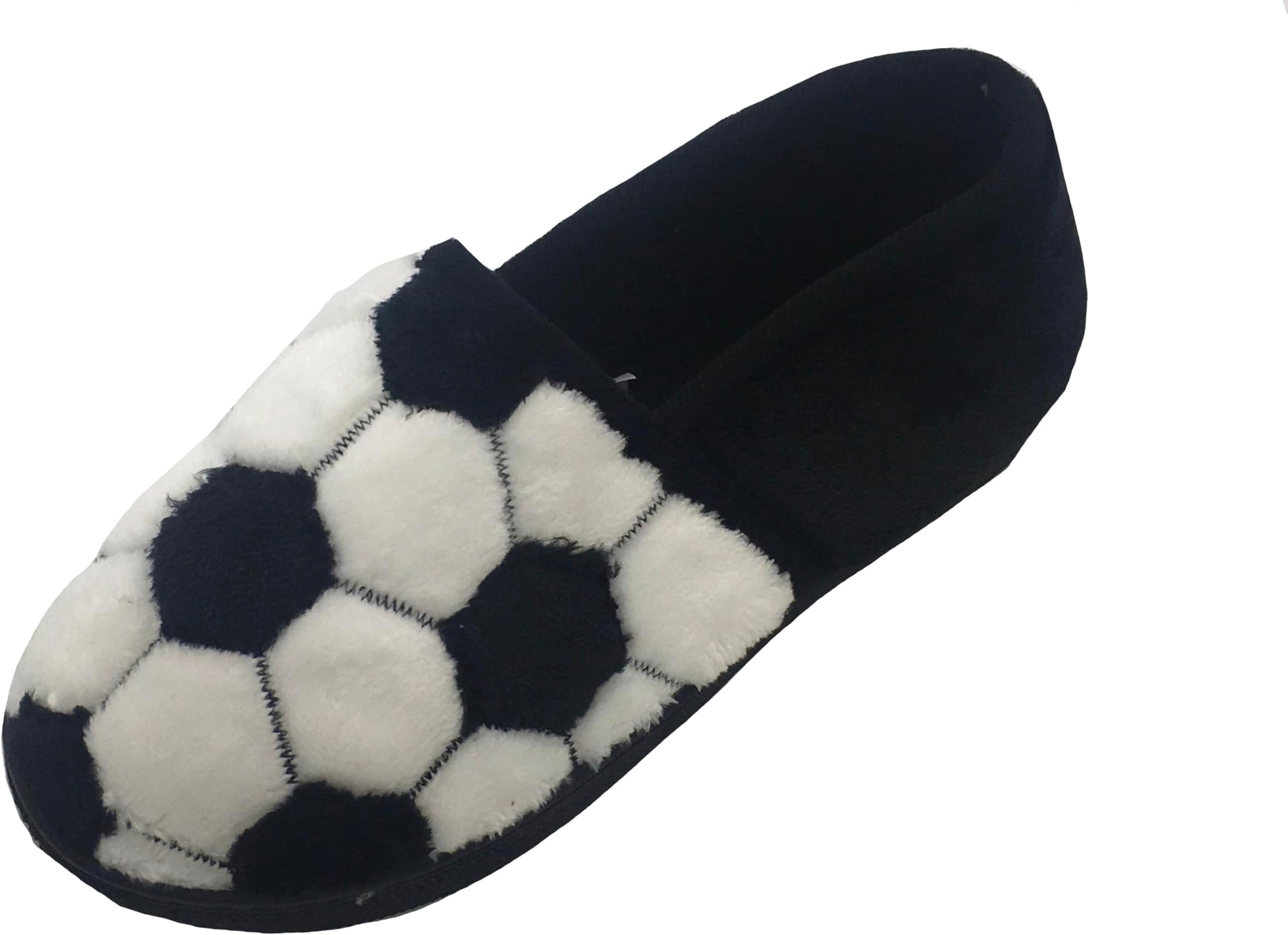 Boys or Girls Football Style Slippers, Black White, Size 12-6