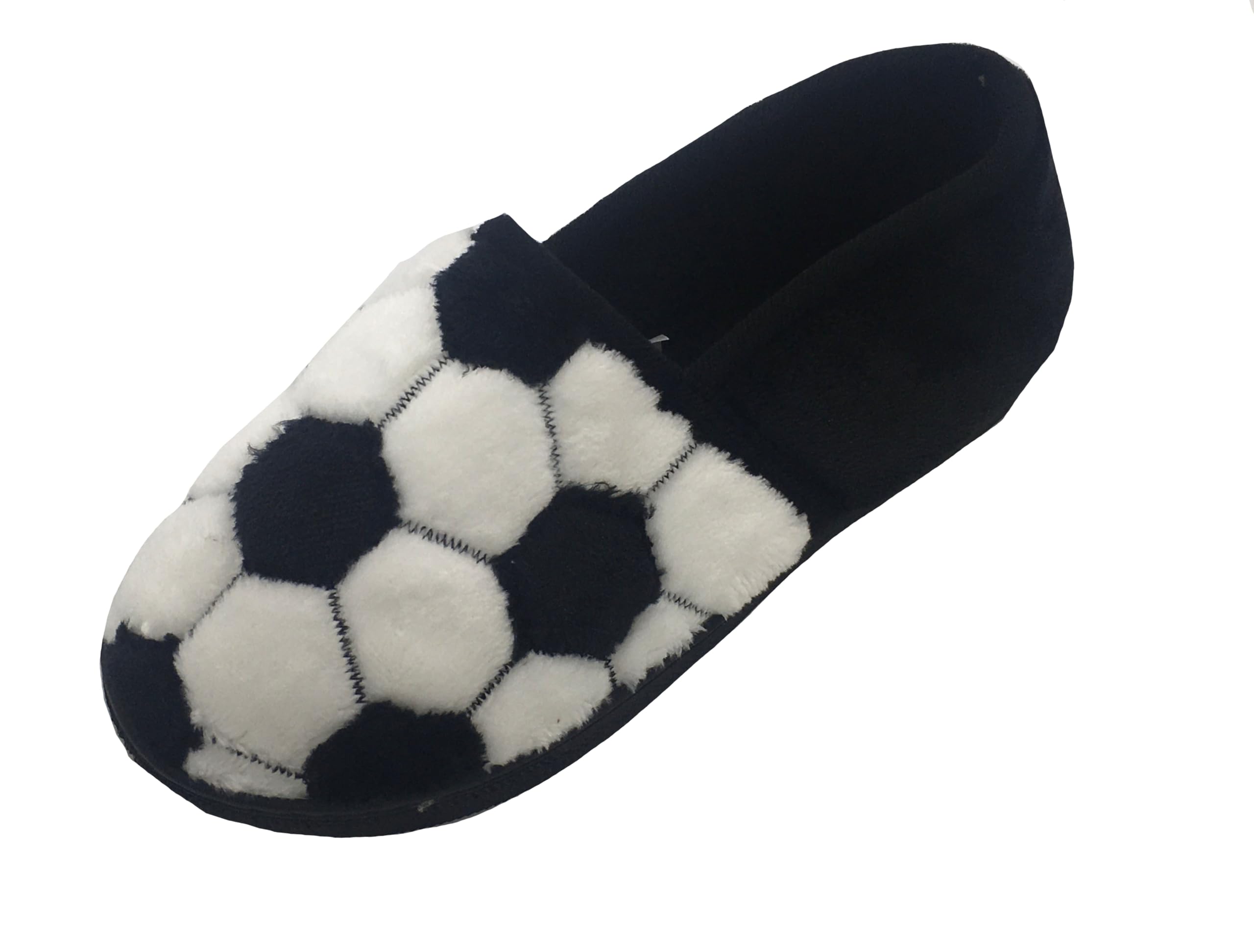 GladRags Boys or Girls Football Style Slippers, Black White, Size 12-6