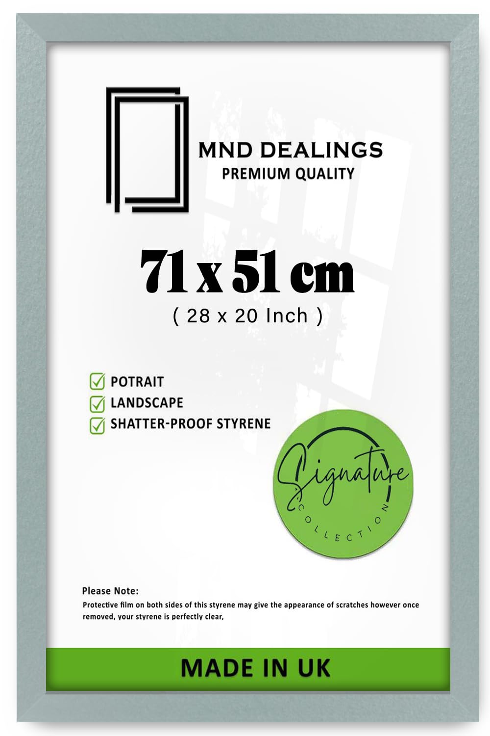 MND Dealings | Flat Style Silver 28 Inch x 20 Inch Poster frame | Crystal Clear Perpex Wall Decor - for Certificates, (71 x 51 CM) Artwork- [ Silver ]