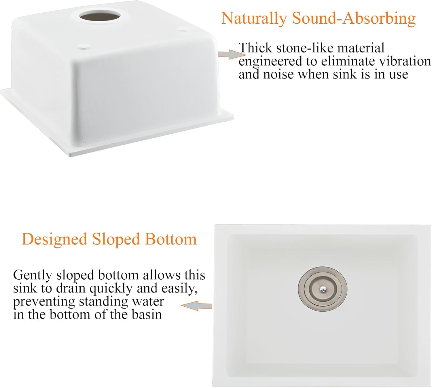 24 Inch White Kitchen Sink Undermount-Bokaiya 24x19 Small Kitchen Sink White Quartz Wet Bar Sink with Faucet Outdoor RV Single Bowl Kitchen Sink