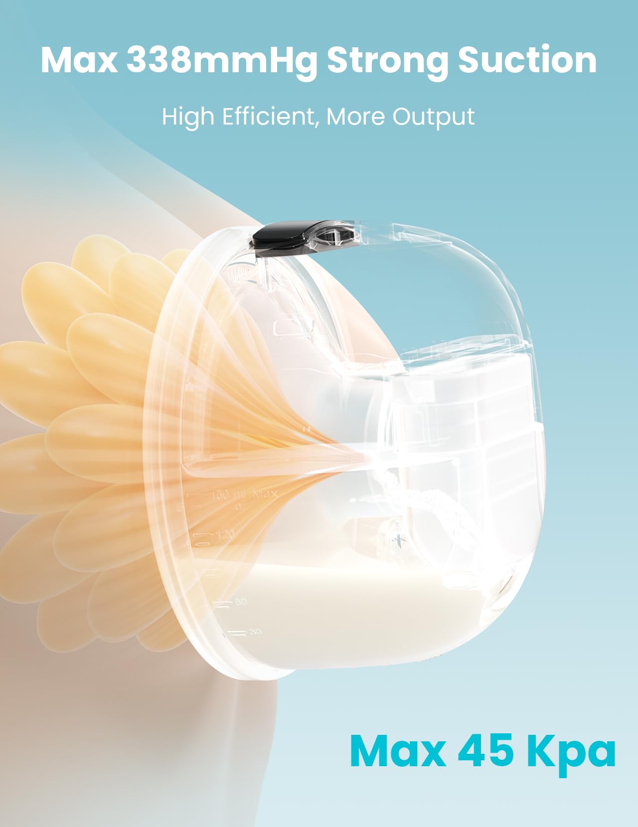 Paruu P10 Milchpumpe Elektrisch Freihändig, 338mmHg Starke Saugleistung, 4 Modi 9 Stufen mit 19/21/24/28mm Flansch, milchpumpe handsfree mit Smart-Display (2, Weiß)