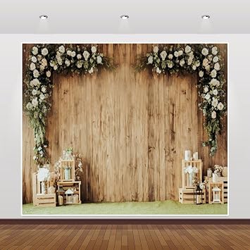 Rustic Flower Wedding Backdrop 7x5ft Floral Wooden Wall Photo Backdrop Bridal Shower Birthday Party Ceremony Photography Background Valentines Day Kids Adults Birthday Backdrop YouTube Photo Props