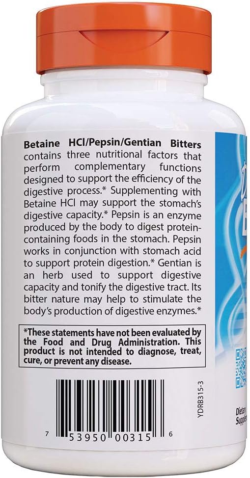 Buy Doctor's Best Betaine HCI Pepsin & Gentian Bitters, Digestive Enzymes for Protein Breakdown