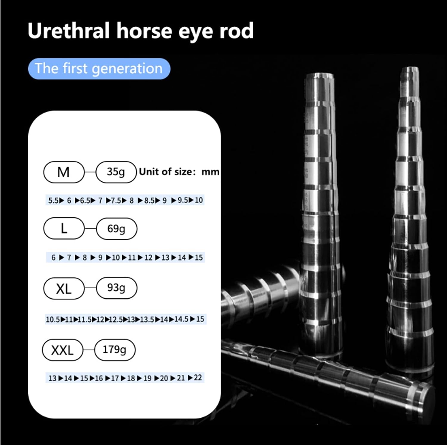 Stainless Steel Scale Urethral Plug Sound Device Penis Plug Masturbation Horse Eye Rod for Men Urethral Stimulation Masturbation (L)
