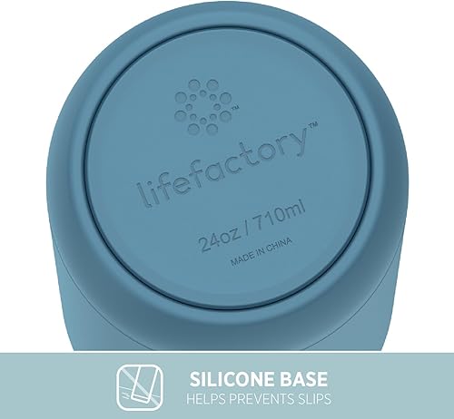 Miniatura 7 de Lifefactory Botella deportiva de acero inoxidable con aislamiento al vacío de 24 onzas, Dark Denim