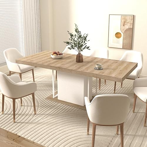 KEIKI Extendable Dining Table for 6-10 People, Dining Room Table