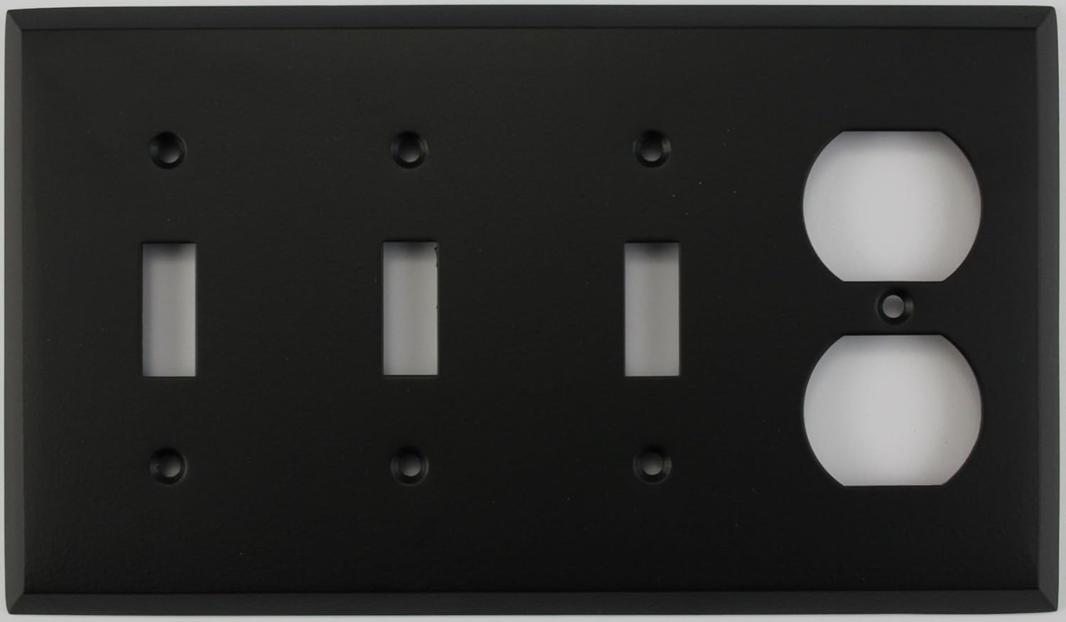 Classic Accents Painted Stamped Steel Switch Plates - (4 Gang Combo - 3 Toggle Switch 1 Duplex, Black)