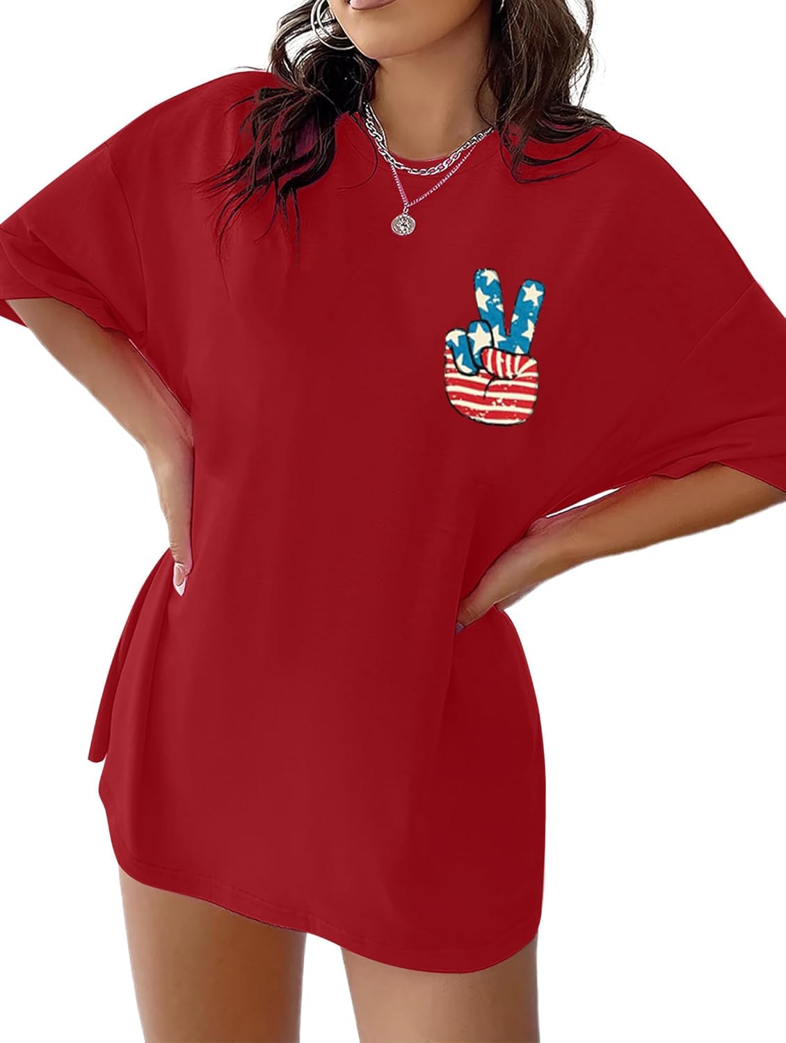 American Flag USA Shirts Women USA Patriotic T-Shirt 4th of July Casual Short Sleeve Tee Tops - Image 5