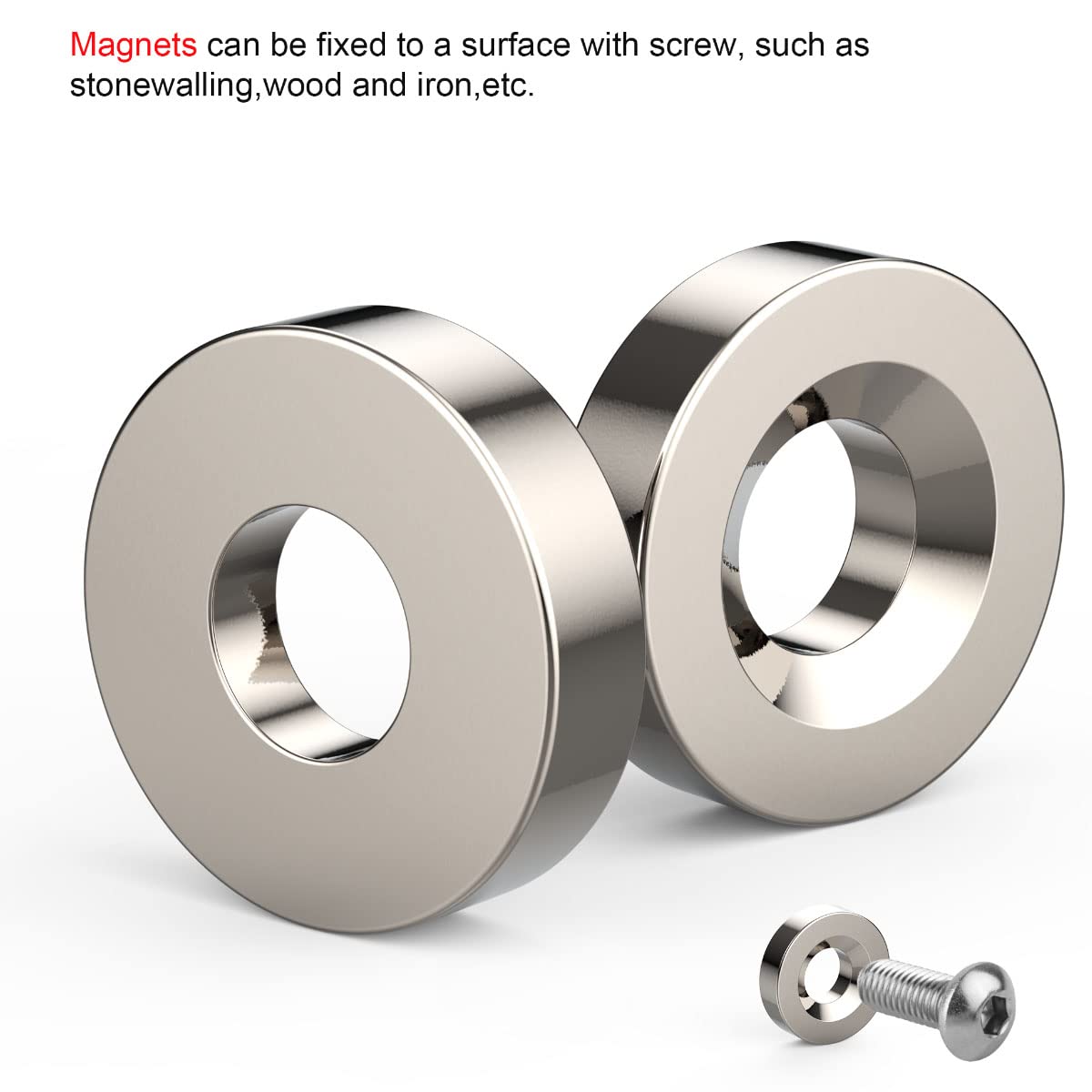 20 Pack Small Round Disc Magnets 1/2x1/8 - Disc Countersunk Hole Magnets Permanent Magnet Fastener 12x3mm Multi-Purpose Refrigerator Magnet Craft Science DIY Latches Cabinet Door Holder, Pack of 20 — Amazon image 2