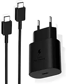 Carregador COM CABO Tipo C 25W para Samsung 3A Fast Charge Preto Original Compatível com S21 FE S22 PLUS S23 S24 ULTRA