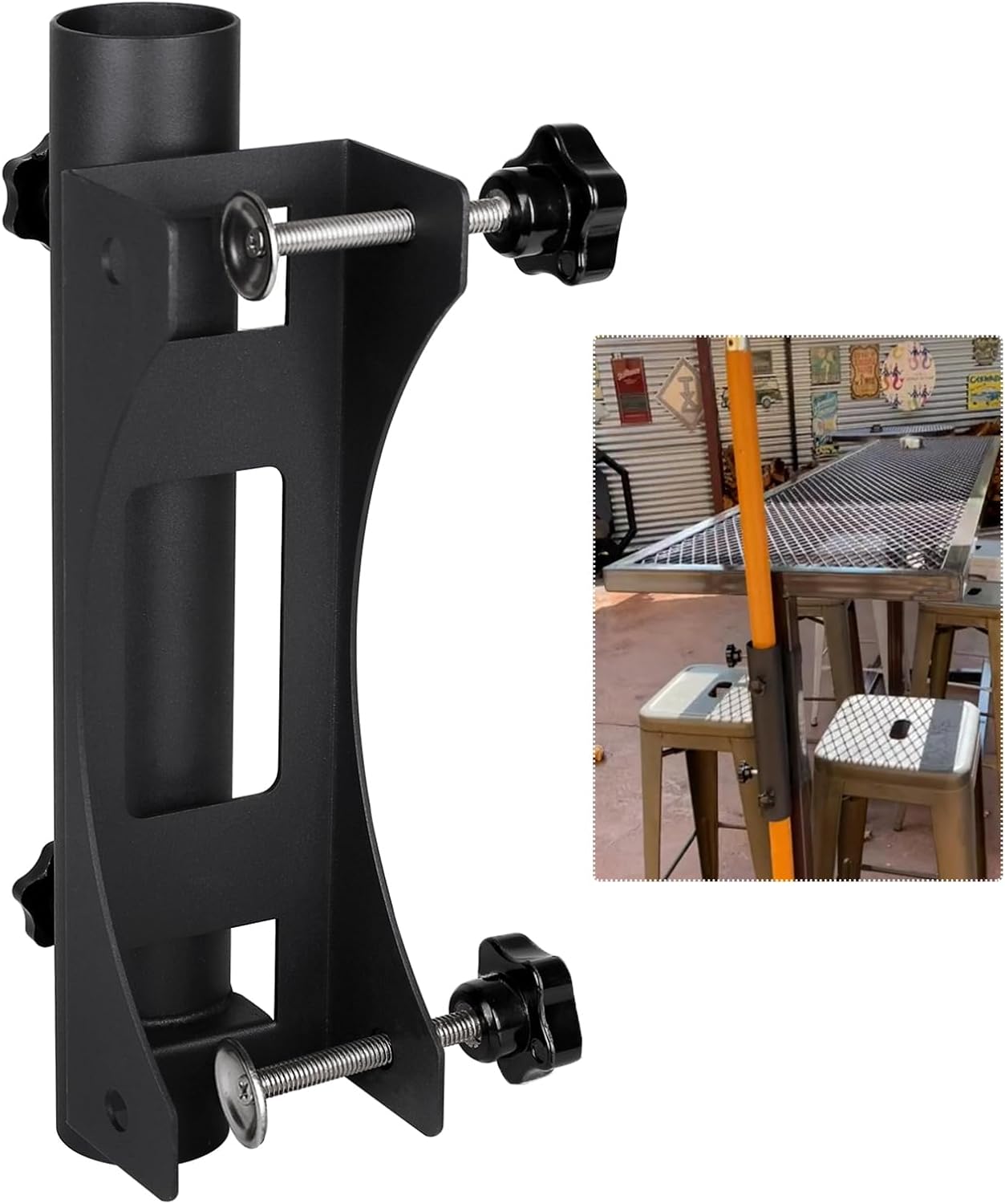 Parasol Holder Patio Umbrella Stand Mount Umbrella Stand Bench Buddy Umbrella Holder Fixed Clip Umbrella Clamp for Deck,Chair,Desk,Dock,Beach Courtyard Balcony,Tables,Boats,Tailgates (1)