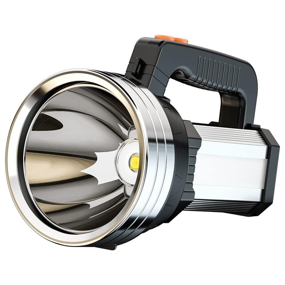 Qfgvmxbwkzh Silver Black Outdoor Led Strong Light Flashlight,Multifunctional Searchlight,P50 Highlight Wick Dimming,For Hiking, Camping, Emergency Waterproof Tactical Flashlight(Silver Black)