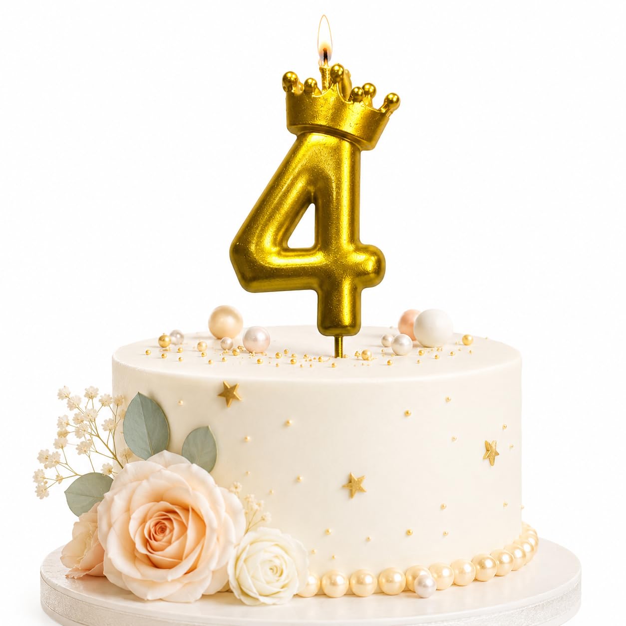 Gold Crown Birthday Candle - 3D Number 3 Cake Topper -15