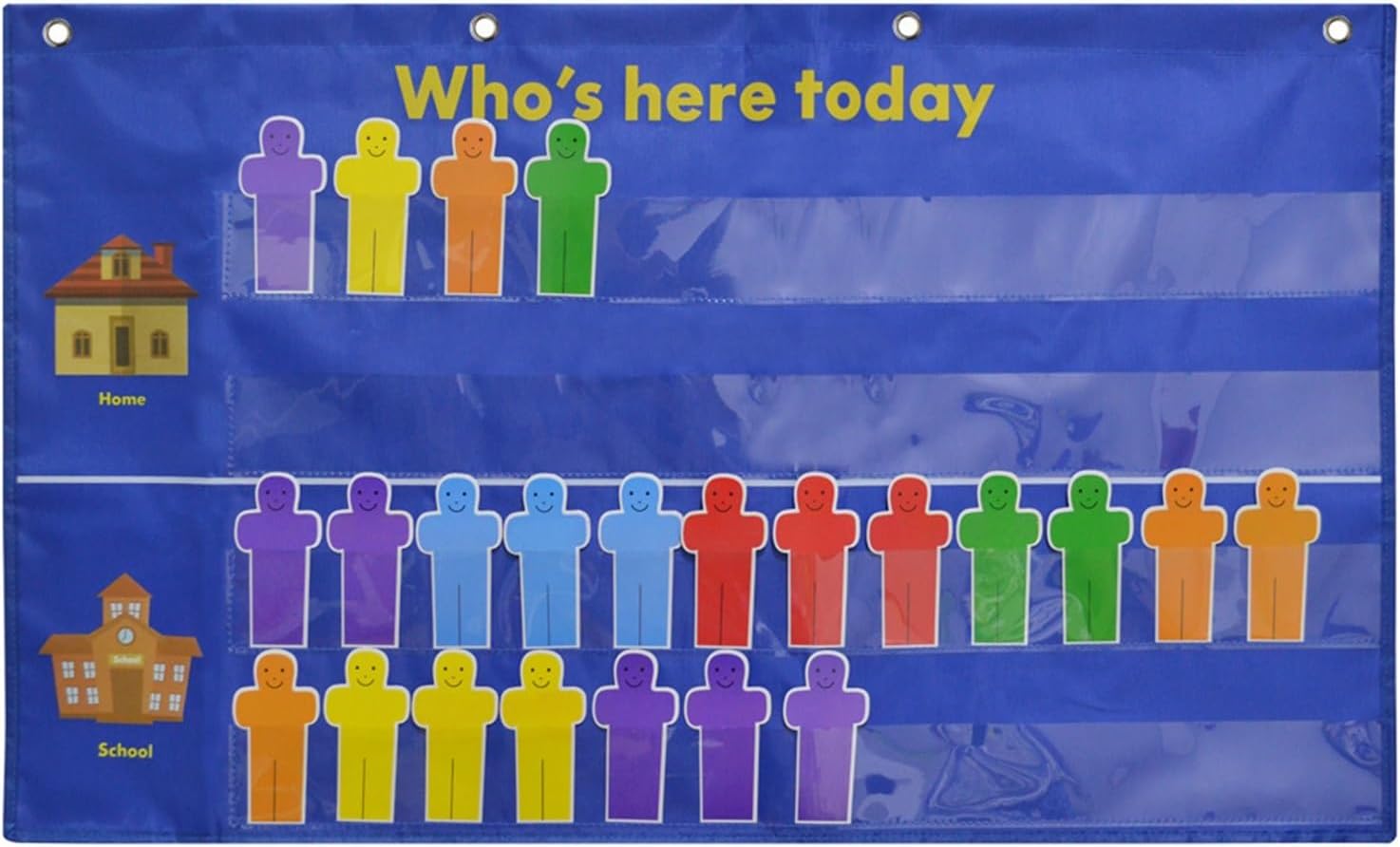 THE WHITE SHOP Classroom Attendance Chart, Blue Helping Hands Pocket Chart, Durable Classroom Management Pocket Chart, Classroom, Home, School, Preschool Supplies