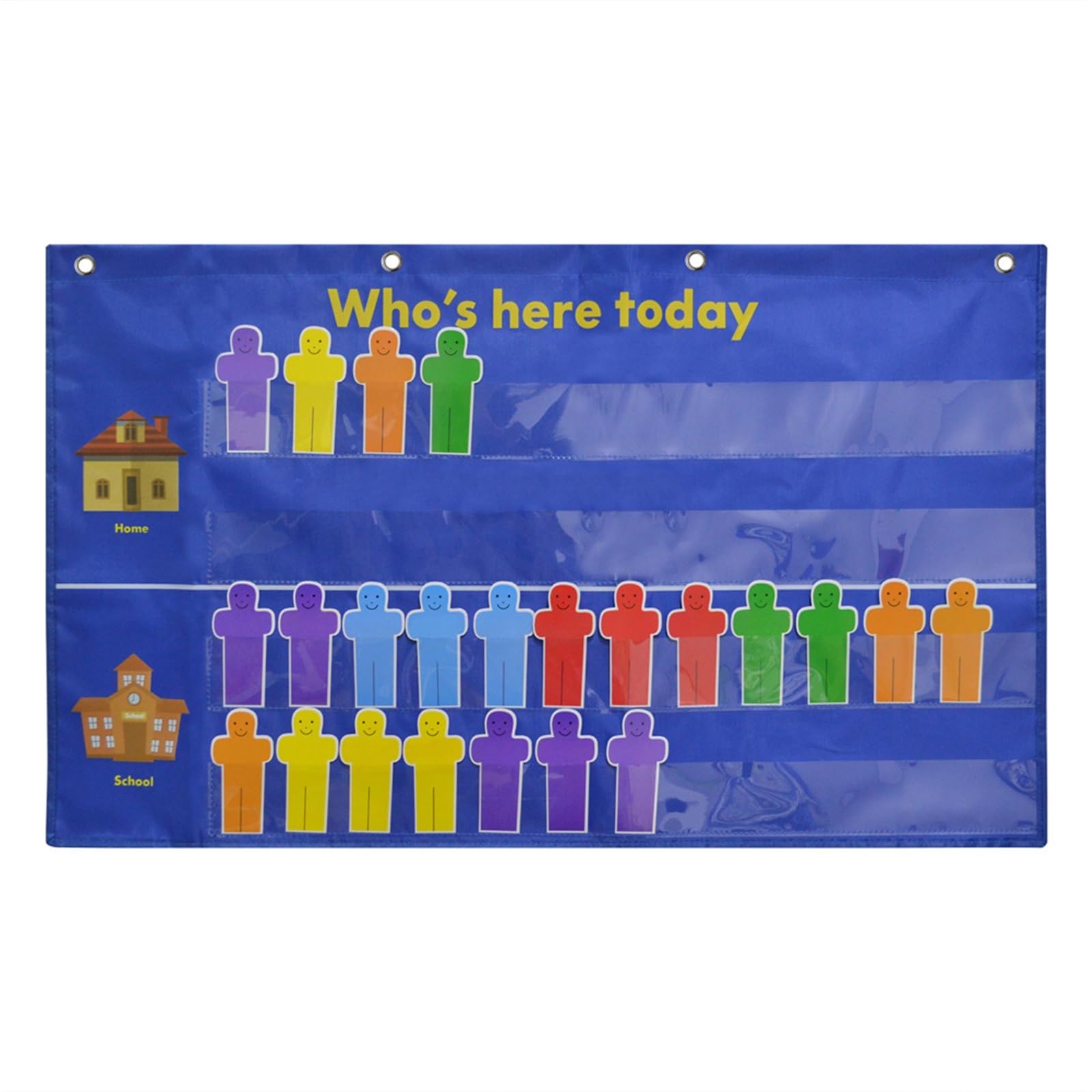 THE WHITE SHOP Classroom Attendance Chart, Blue Helping Hands Pocket Chart, Durable Classroom Management Pocket Chart, Classroom, Home, School, Preschool Supplies