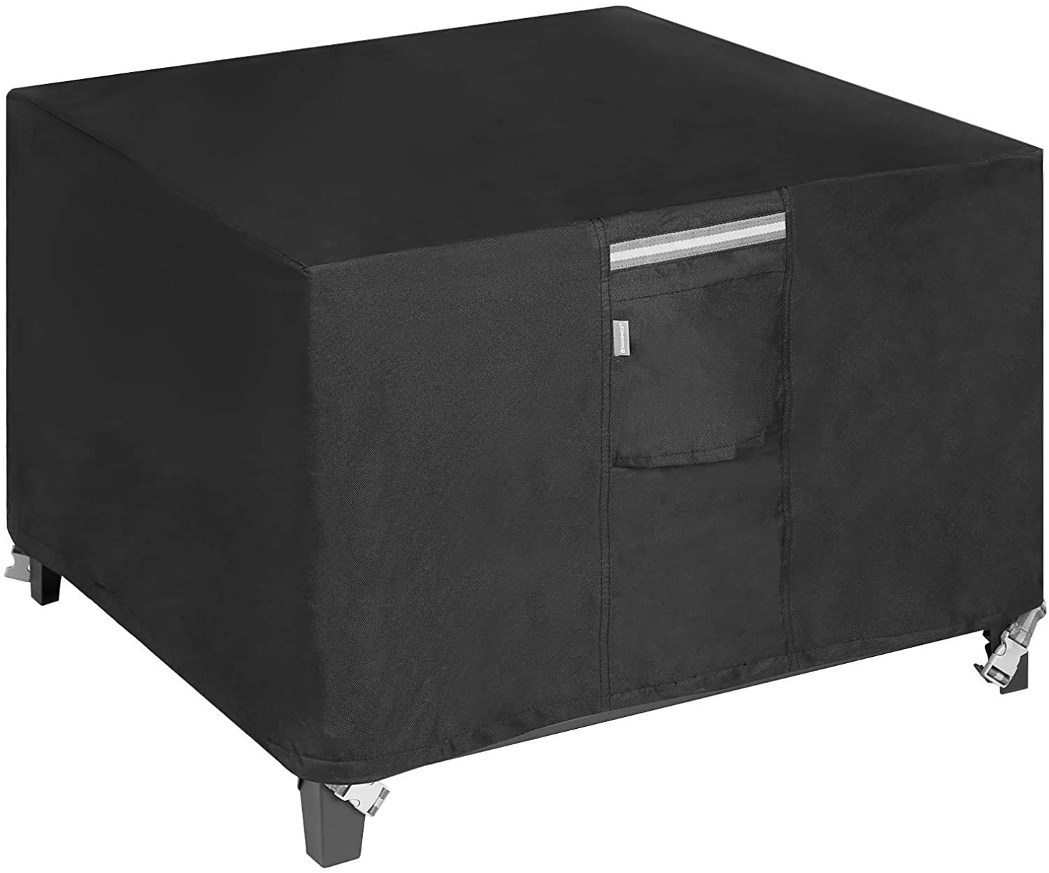 PJDH Outdoors Square Fire Pit Covers, 31Lx31Wx24H Inches Heavy Duty Waterproof 600D Polyster with Thick PVC Coating, Black