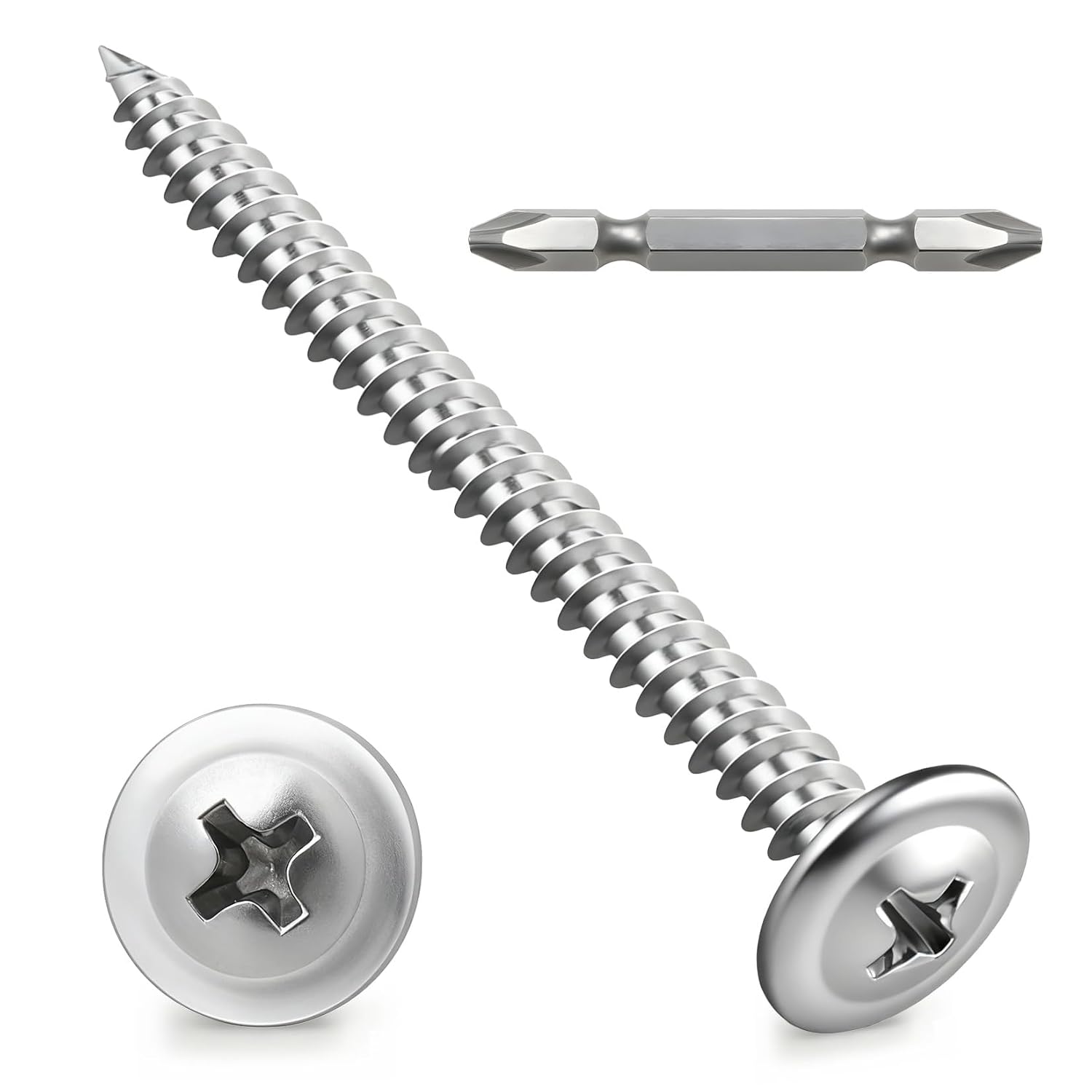 100Pcs #8 x 2 Phillips Modified Truss Head Wood Screws,Silver Galvanized Carbon Steel Self Tapping Screws for Furniture Repair,Woodworking,Indoor Decoration Installation,Household Appliance Fixing