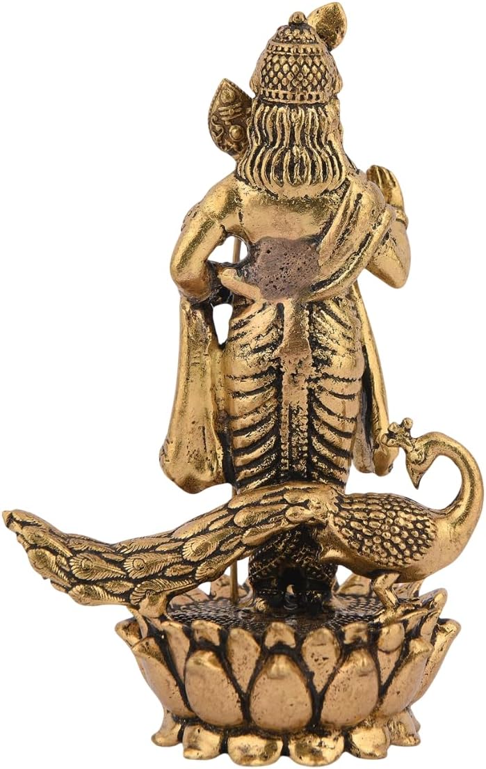 BEXCO Lord Murugan Kartikeya Brass Statue, Height 80 cm wt 80 GMS Hindu Deity with Peacock on Lotus Base, 1.6 x 1.6 x 3.1 inches, Religious Figurine image 2