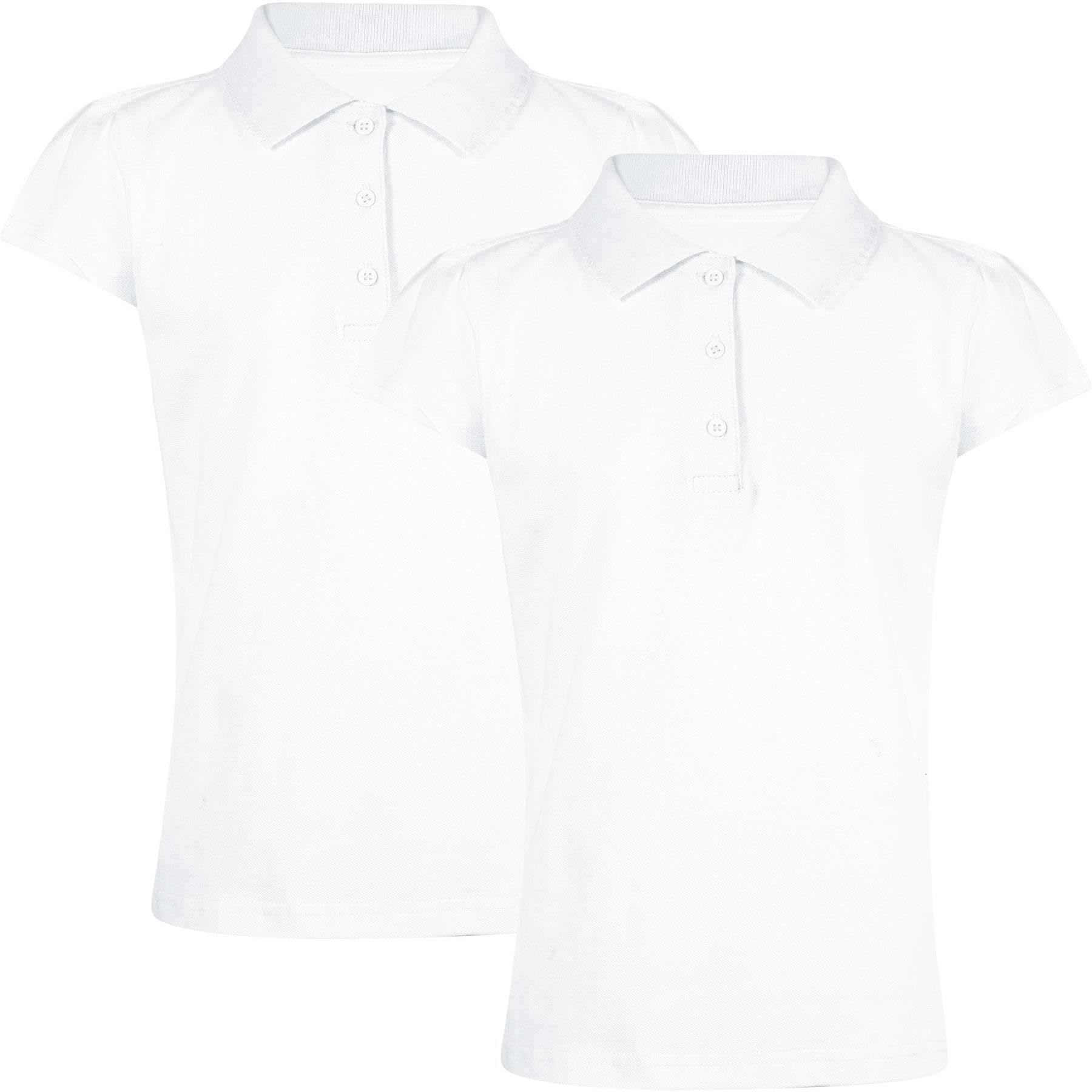 A2Z 4 Kids Plain - Girls Polo Shirt White 2 Pack 9-10