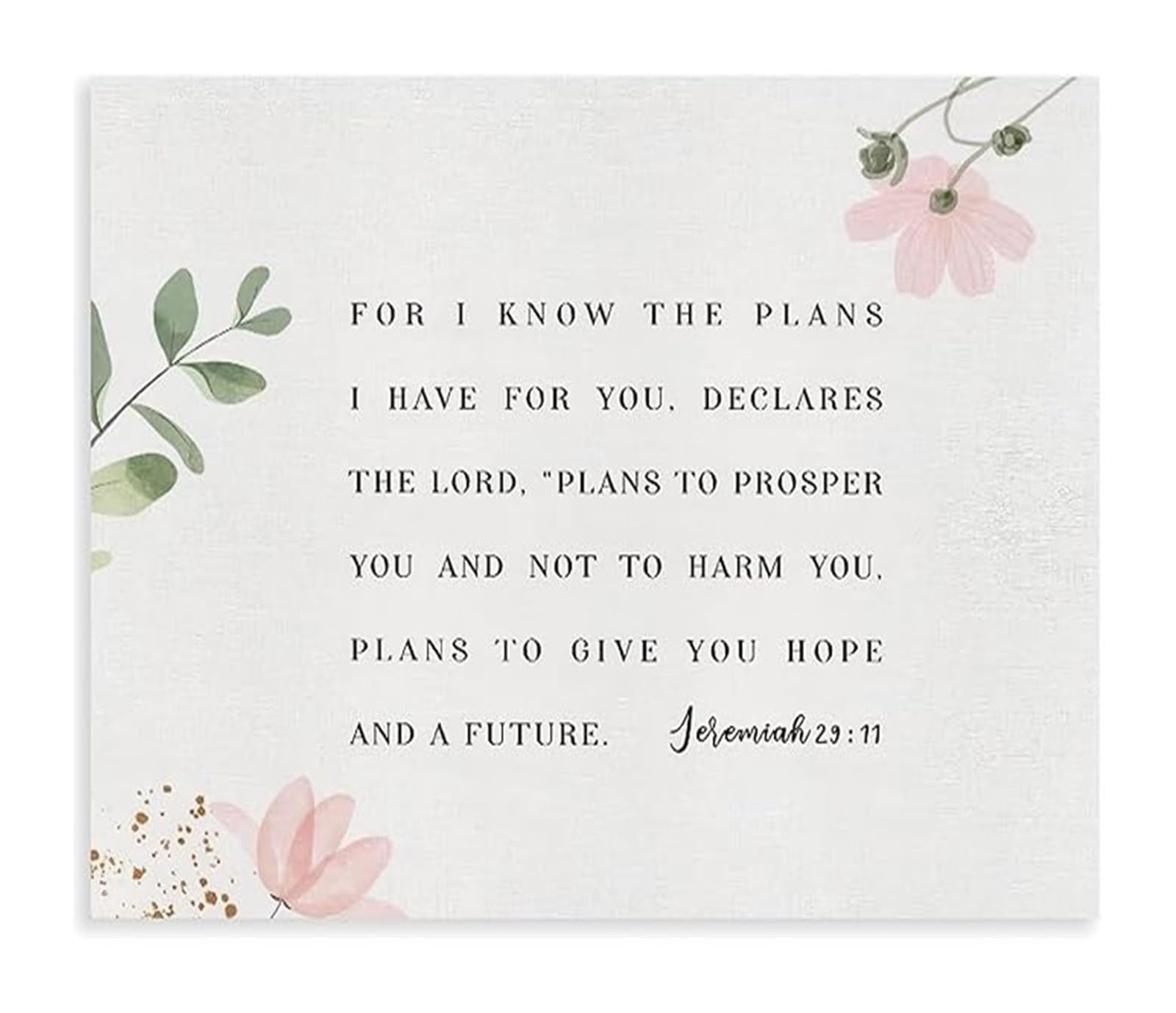 NWPNLXEA Hope and Future Bible Verse Watercolor Canvas Art Inspirational Scripture Wall-Art for Church Prayer Room Christian Gift Unframed,16x24inch(40x60cm)