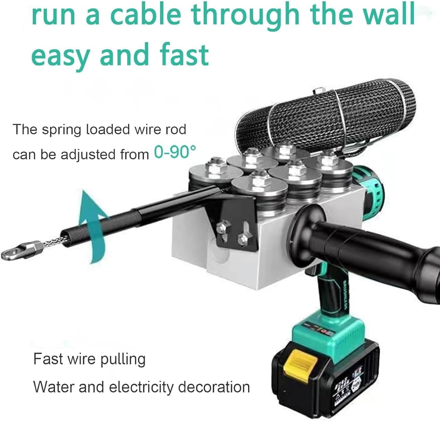CHRISK Fish Tape, Electrical Wire Puller, Automatic Wire Stringing Machine, Cordless Electric Stringing Wire Puller, Wall Electrical Wire Threader