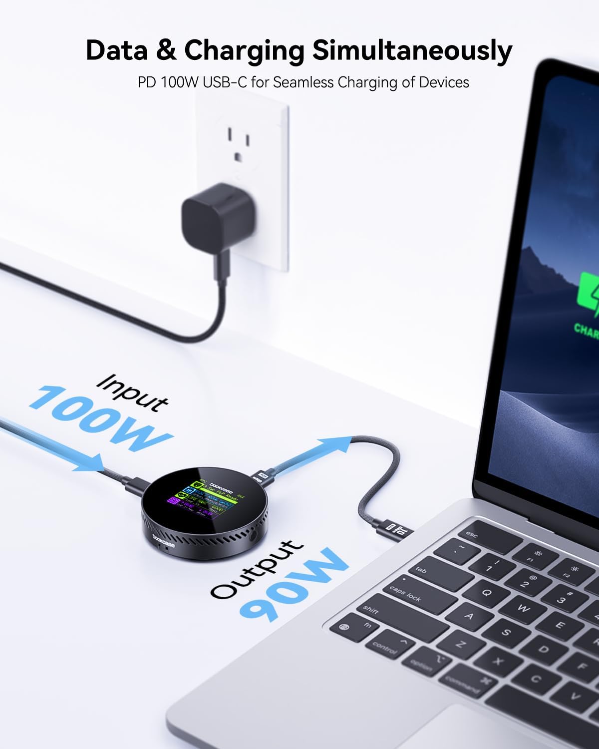 DOCKCASE Magnetic Visual M.2 2242 NVMe SSD Enclosure, 10Gbps USB 3.2 Type-C, 100W PD, 3s PLP Data Protection, Fits 2242/2230 NVMe PCIe, Compatible with MagSafe for iPhone 16/15 Pro Max ProRes - Image 4