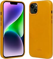 Vista 1 de alto Funda de cuero compatible con iPhone 15 Plus y 14 Plus, serie original, funda protectora de cuero italiano (6.7 pulgadas, marrón)