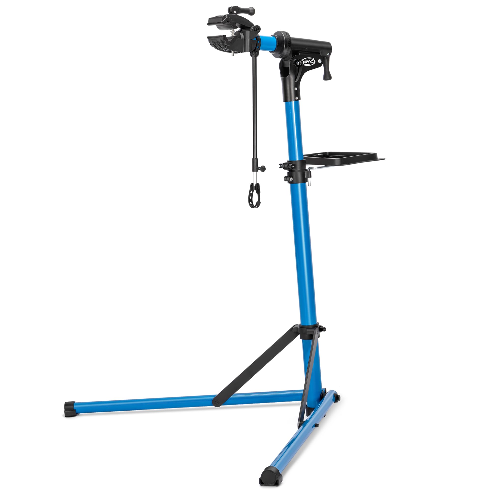 CXWXC Cavalletto per Riparazione Bici, Supporto per Manutenzione Bicicletta in Alluminio, con Vassoio Porta Utensili Magnetico, Regolabile, Leggero, Portatile Nero (Nero)