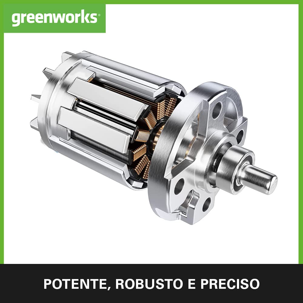 Greenworks 24V GD24KSK2 Sega Circolare a Batteria, Motore Brushless 4800 giri/min, Lama Ø165 x Ø20 mm, Profondità di taglio: 67 mm, con Batteria 2Ah e Caricabatterie