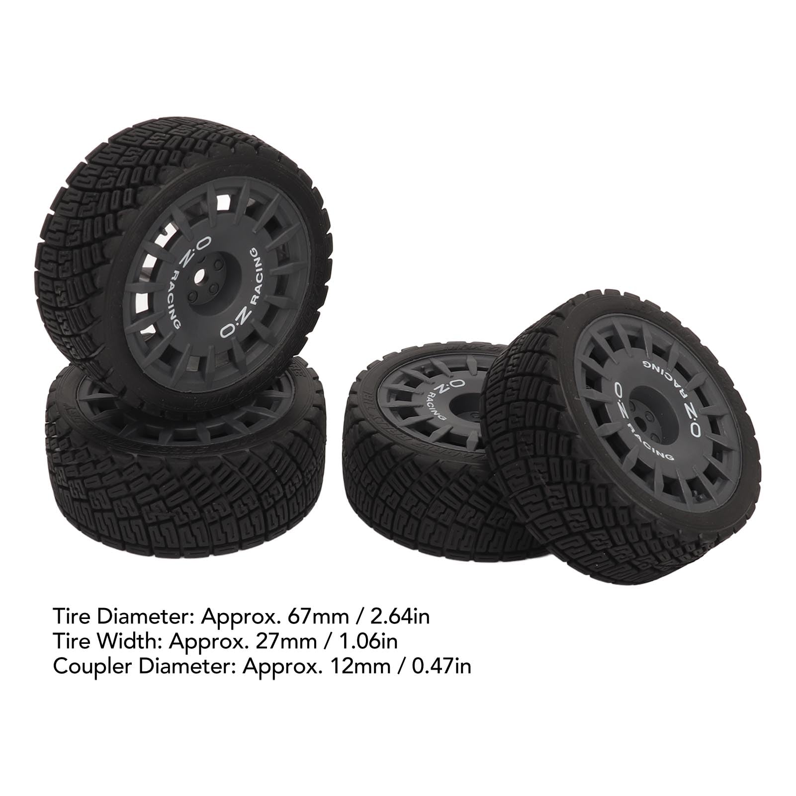 4 pièces roues en caoutchouc de pneu de voiture RC, pneus de route 1/10 RC pour TT01 TT02 XV01 XV02 HSP 94123 94122, pneus de dérive à amorti fort à haute résistance à l'usure (Noire)
