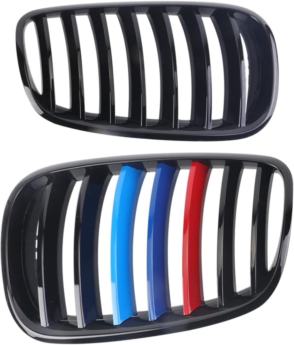 Front Grille For 2007-2014 BMW X5 E70 X6 E71，ABS Gloss Black Kidney Grill