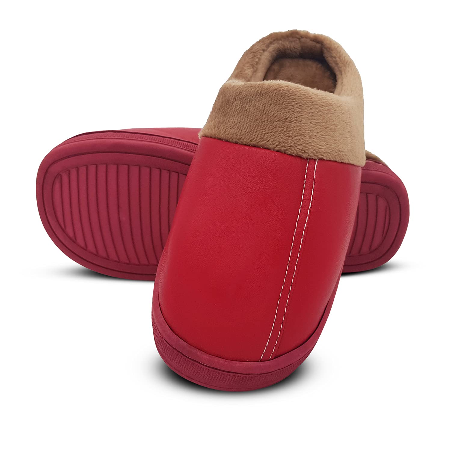 VRITRAZ Unisex Men Women PU Design Comfort Slip On Indoor Clog House Slipper (Red, UK-10) (B0BKW2NGP6) Amazon Price History, Amazon Price Tracker