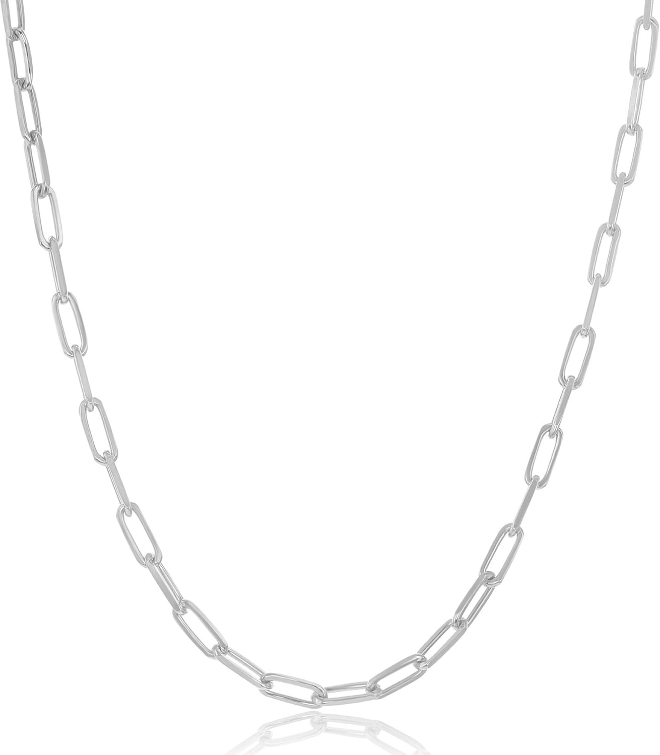 Beaux Bijoux Paperclip Chain Necklaces for Women | Sterling Silver 14k Gold Plated | Women's Trendy Layering Necklaces | Choose Width and Length | Fine Chain Necklaces Crafted in Italy